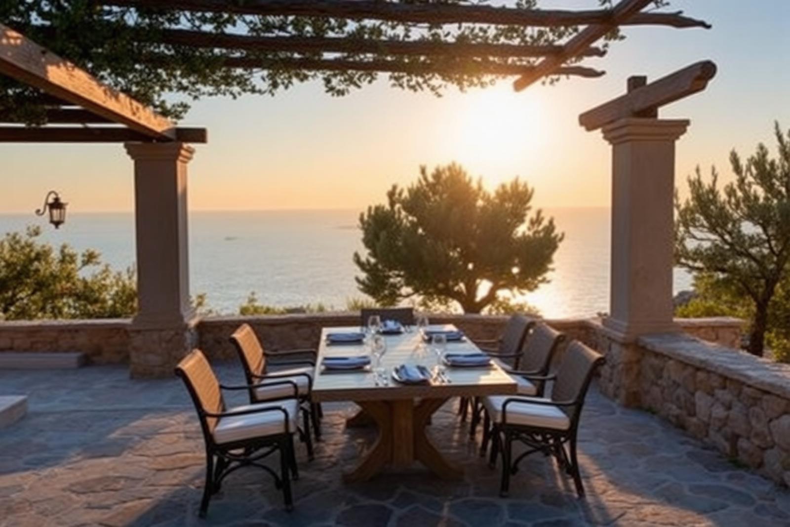 Shaded terrace dining